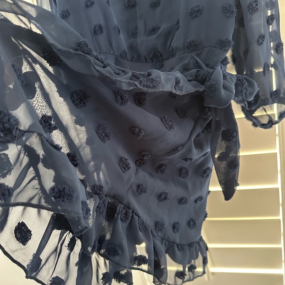 Girls navy chiffon polka dot dress Ava & Yelly - Picture 3 of 6